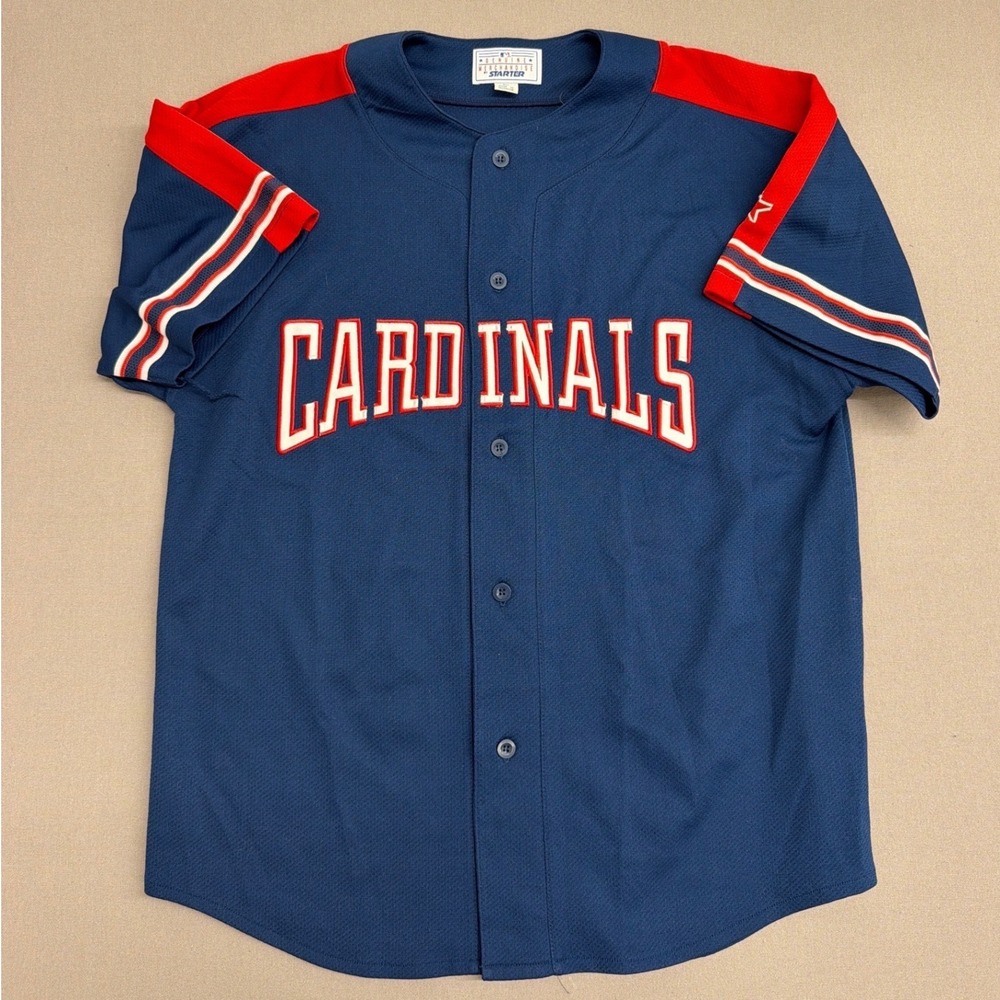Vintage‎ Starter St Louis Cardinals Baseball Jersey Mens Large Navy Blue Red MLB